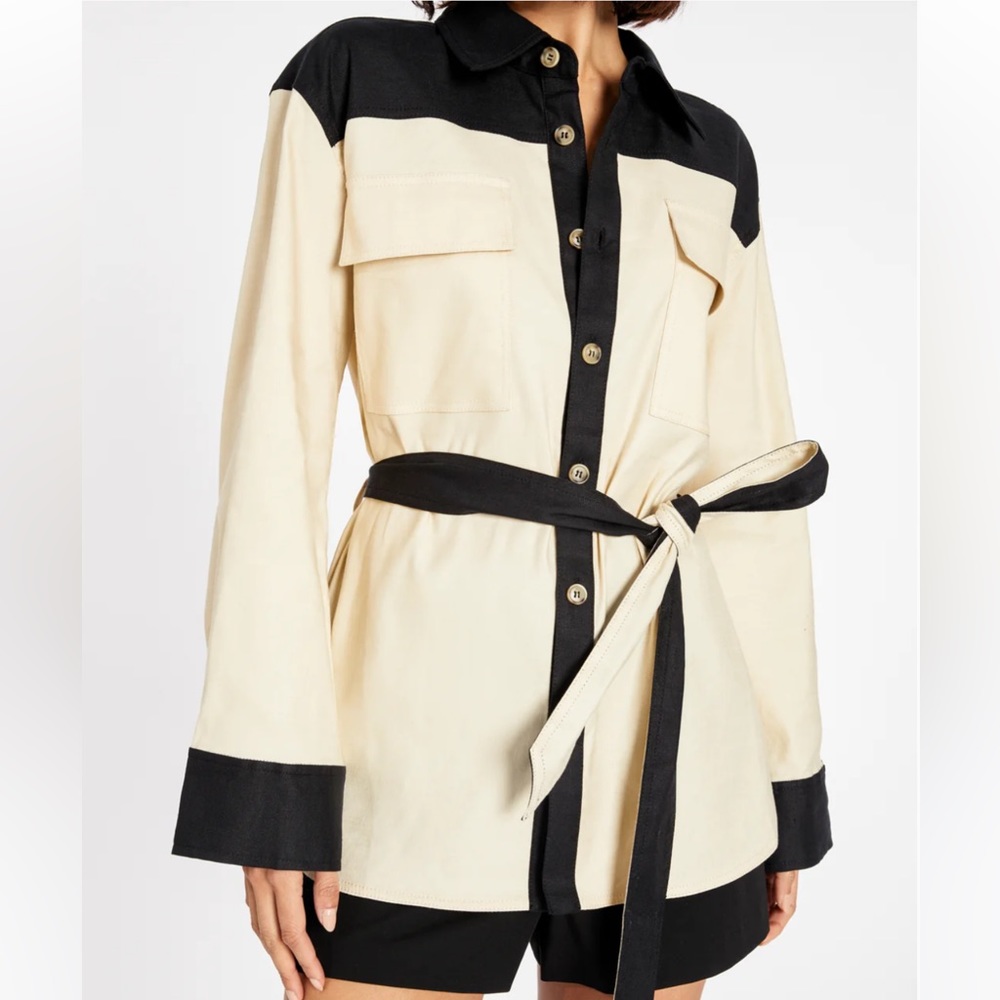 Tanya Taylor Black and Cream Button Down Shirt
